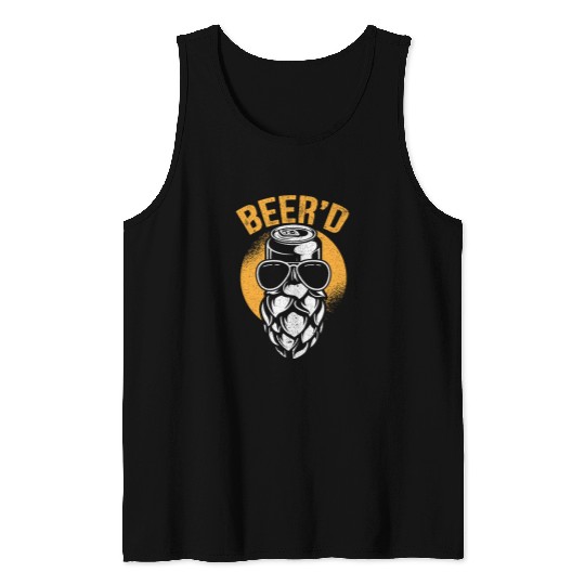 Beer Fun Beer d Bearded Beer Drinker Alcohol Lover Canned Beer Tank Tops