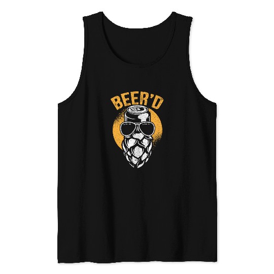 Beer Fun Beer d Bearded Beer Drinker Alcohol Lover Canned Beer Tank Tops