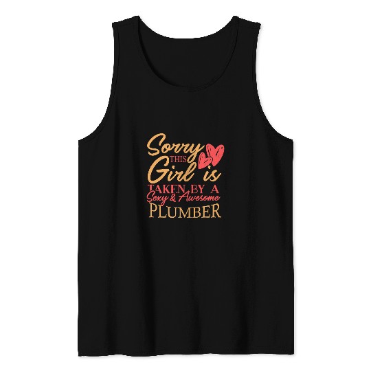 Plumbers Job Work Job Husband Wife Saying Everyday Funny Tank Tops
