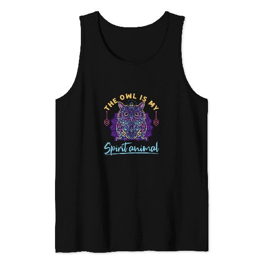 Owl Pet Teal Purple Paisley Bird Cool Art Spirit Animal Tank Tops