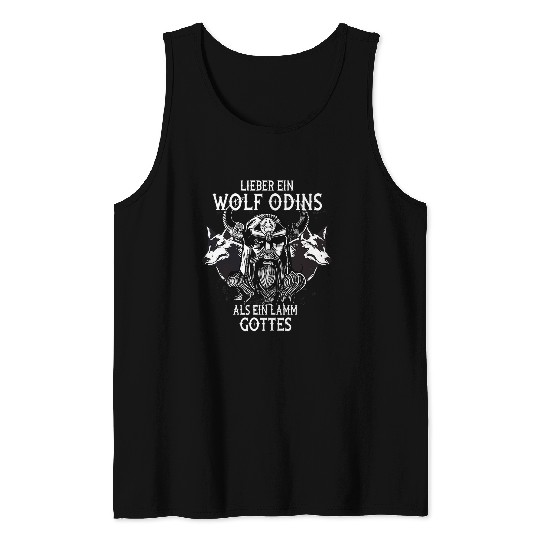 Viking Odin rather a wolfs of Odin than a lamb of God Tank Tops