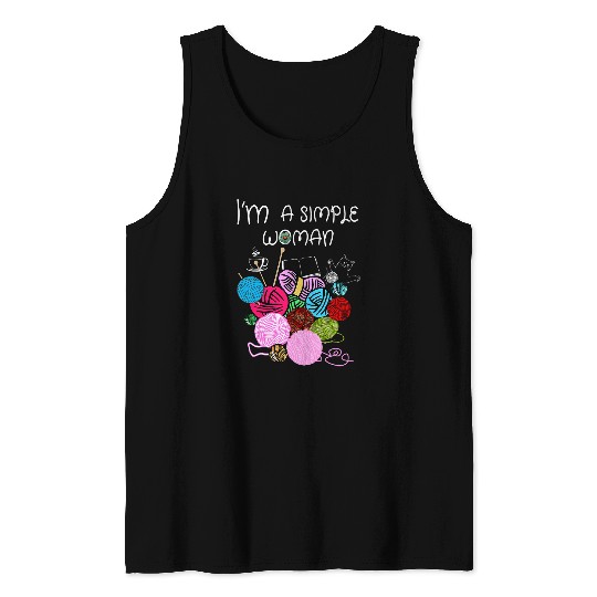 Coffee Fun I m A Simple Woman Cat Coffee Girl Funny Crocheting Tank Tops