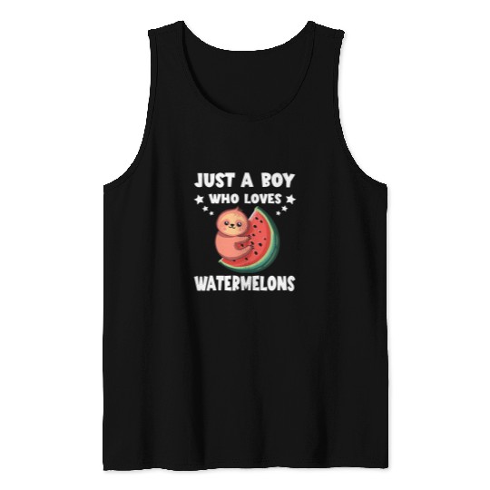 Sloth Pet Watermelon Just A Boy Who Love Sloth Summer Watermelon Lover Tank Tops