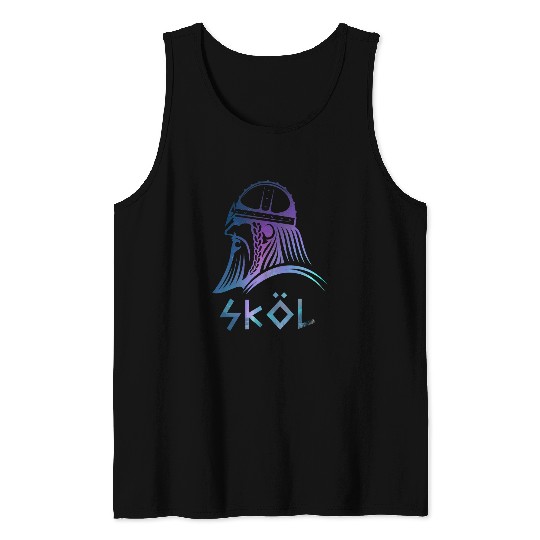 Skol Nordic Scandinavian Northern Lights BADASS Viking Gift Tank Tops