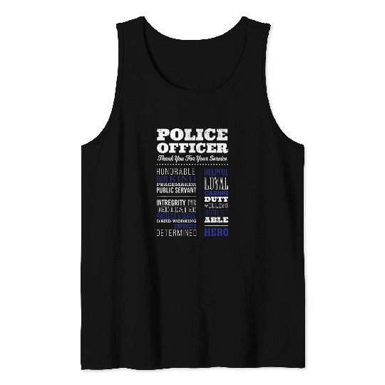 Police Officer Thank You For Your Service Policeman Grunge Tank Tops