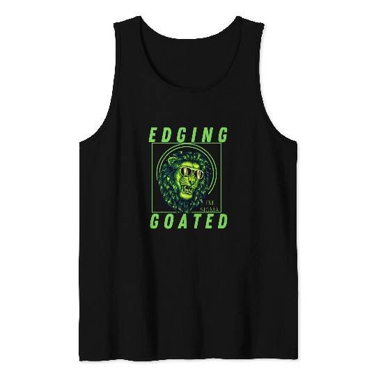Lion Pet Edging Goated Sigma Lion Ironic Brainrot Meme 1 Tank Tops