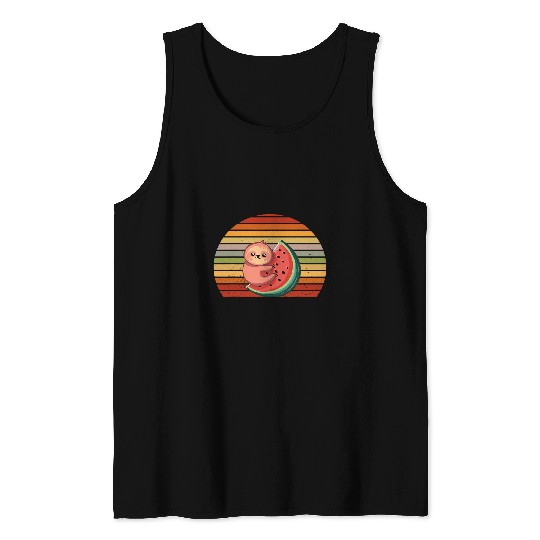 Sloth Pet Watermelon Sloth Retro Refreshing Summer Watermelon Lover 1 Tank Tops
