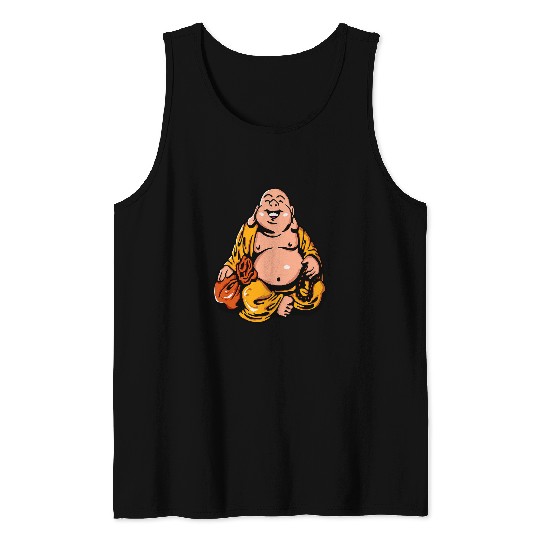 The Laughing Fat Buddha Vector Graphic Smiling Buddha Budai Tank Tops