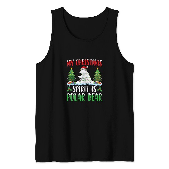 Bear Pet Polar Bear Wearing Santa Hat Christmas Spirit Is Polar Bear Tank Tops