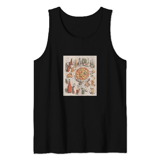 Beer Fun Campus Pizza And Beer Scavenger Hunt Drawing Tank Tops
