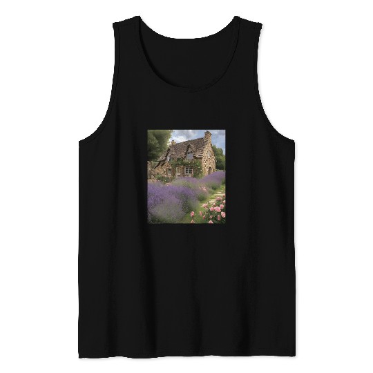 Stone Cottage Garden Roses Lavender Tank Tops