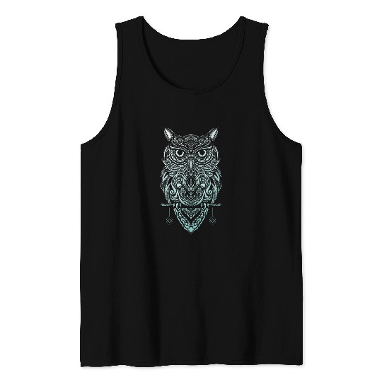 Owl Pet Bohemian Henna Style Owls Boho Owl Tank Tops