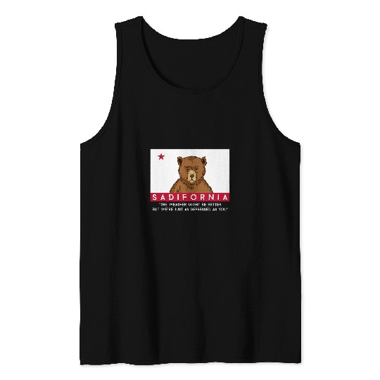 Bear Pet Sadifornia californias Flag Socal Norcal Cencal Sad Bear Tank Tops