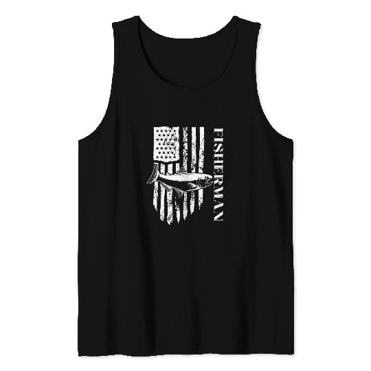 Trout Fisherman pride American Flag Fisherman Fishing Tank Tops