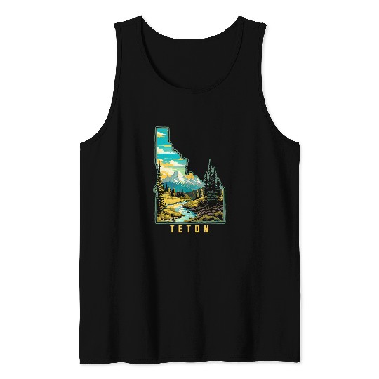 Teton Idaho State Outdoor Nature Graphic Tank Tops