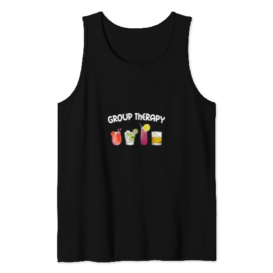 Wines Fun Group Therapy Funny Drinking Cocktail Tank Tops