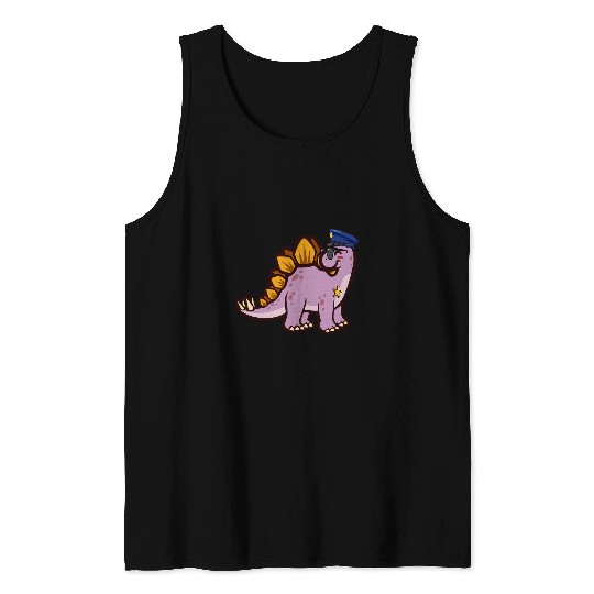 Police Officer Cop Law Enforcement Stegosaurus Dinosaur Tank Tops