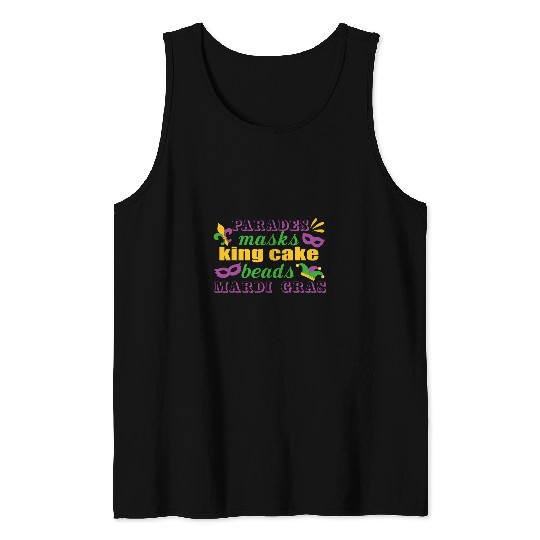 Masks King Cake Beads Mardi Gras New Orleans Tank Tops