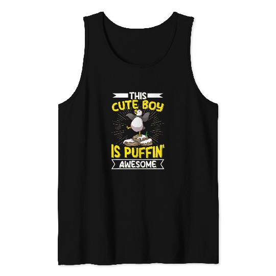 Mens Iceland Travel Puffin Birding Quote for a Puffin boy Tank Tops