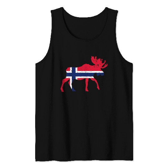 Norway Elk Flag Norway Holiday Oslo Travel Hiking Tank Tops
