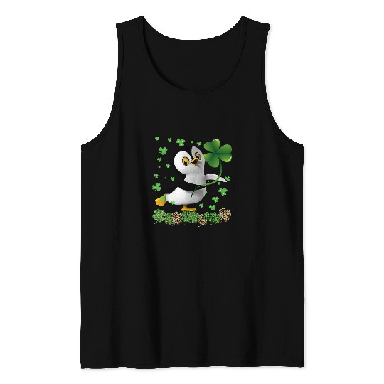 Penguin Pet Bandana Leopard Plaid Clover Shamrock Patrick s Day Tank Tops
