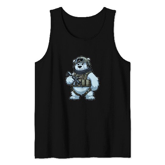 Bear Pet Christmas Drink Infantry Polar Bear Veteran Men Women Tank Tops
