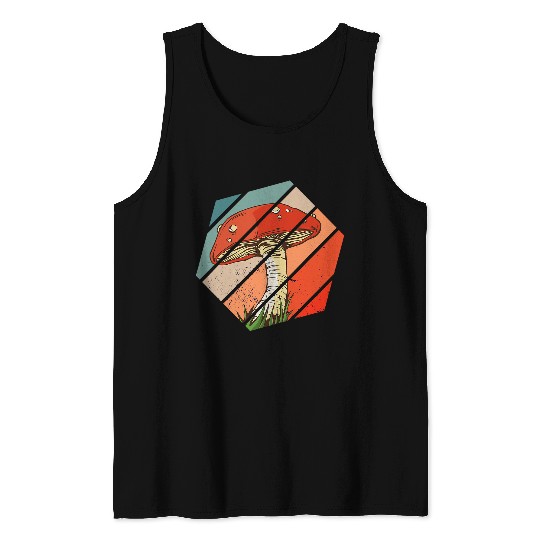 Mushroom Retro Hexa Morel Fungi Foraging Mushroom Hunting Tank Tops