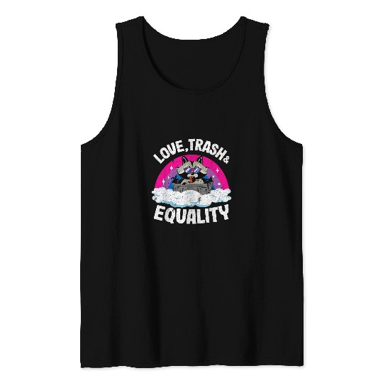 Raccoon Pet Love Trash Equality Raccoon Rainbow Bisexual Flag Bi Pride Tank Tops