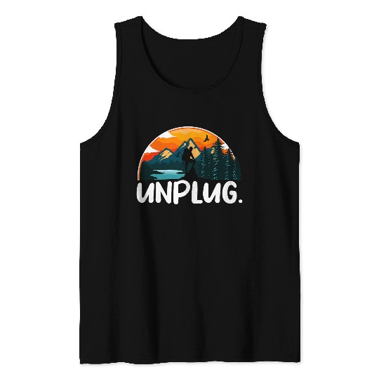 Unplug Hiking Apparel Hiker Hiking Retro vintages Hiking Tank Tops