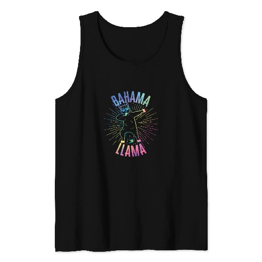Llama Alpaca Bahamas Cruise Vacation Beach Bahamian Flag Tank Tops