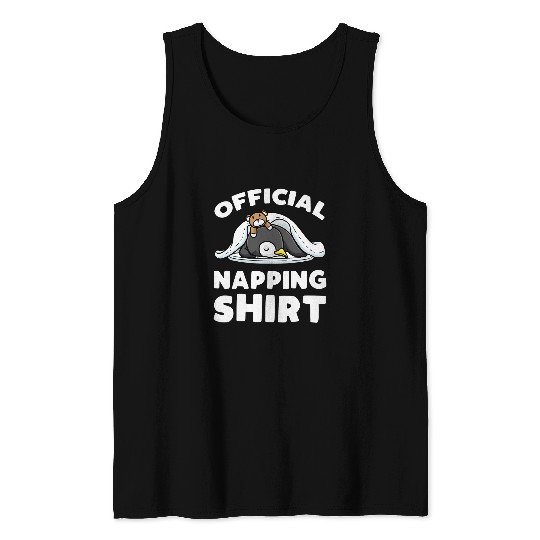 Penguin Pet Official Napping Sleeping Penguin With Stuffed Animal Tank Tops