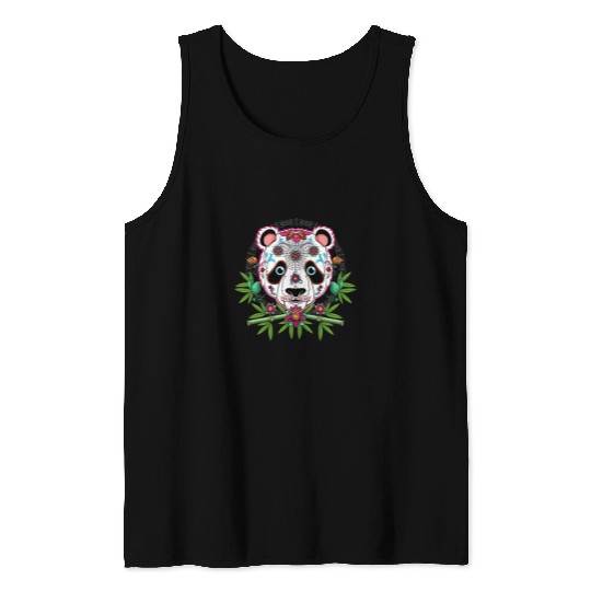 Panda Pet dia de los muertos day of the Deads bear sugar Tank Tops