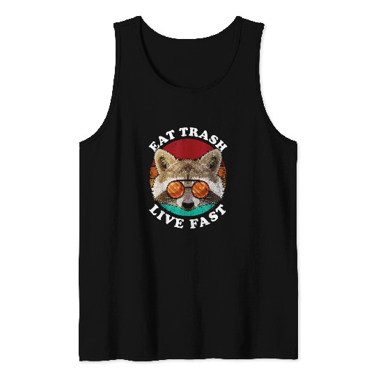Raccoon Pet Live Fast Eat Trash Funny Raccoon Trash Panda 3 Tank Tops