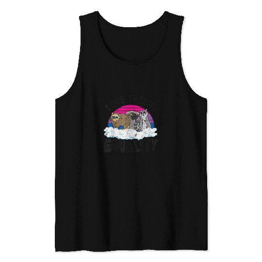 Raccoon Pet Love Trash Equality Opossum Raccoon Bisexual Flag Bi Pride Tank Tops