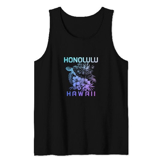 Turtle Pet Honolulu Hawaii Sea Turtle Hawaiian Surfer Souvenir 1 Tank Tops