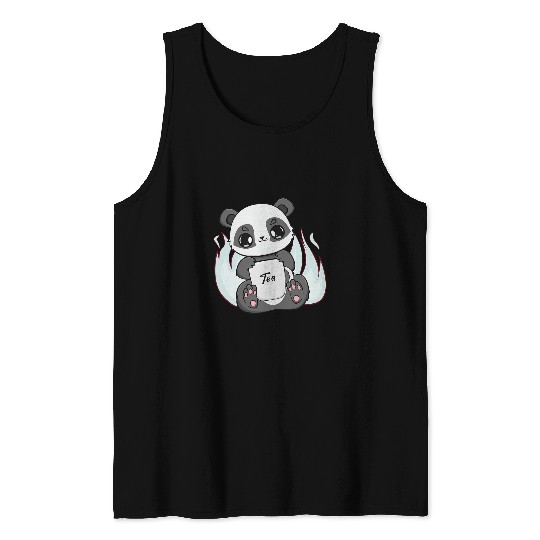 Panda Pet drinking boba tea animal kawaii bear cub zoologist Tank Tops