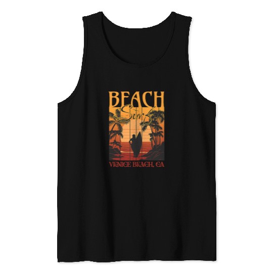 Venice Beach californias Beach Surf Sunset Surfer Girl Beach Tank Tops
