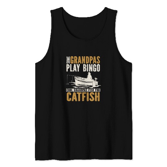 Mens Catfish Fishing Dad Fisherman Grandpa Catfishing Tank Tops