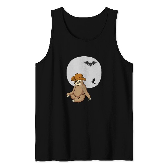 Sloth Pet Witch Halloween Costume Funny Sloth Cowboy Men Women Kids Tank Tops