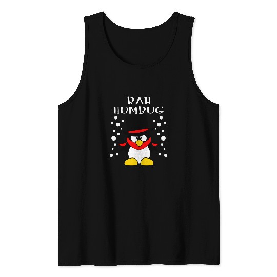 Penguin Pet Bah Humbug Grumpy Penguin Funny Ugly Christmas Sweater Tank Tops