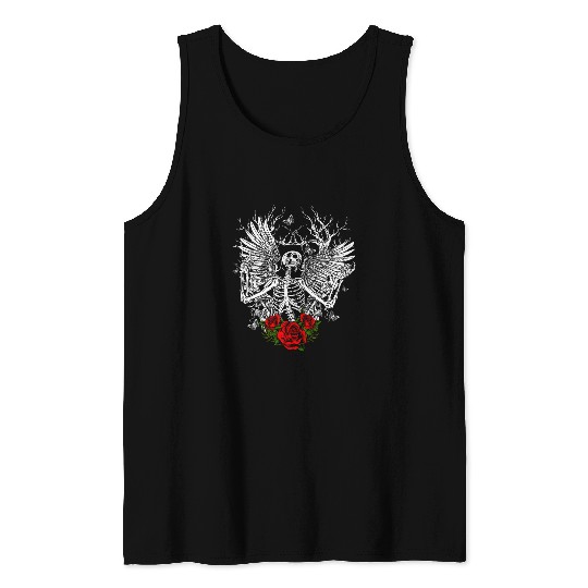 Skeletons Wings Fairy Grunge Fairycore Aesthetic Halloween Tank Tops