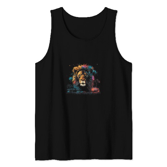 Lion Pet Savannah Nature Paintings Animal kingdom 1 Tank Tops