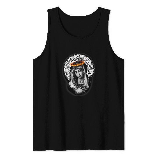 Mother Mary Tattoo Blessed Pray Tank Tops