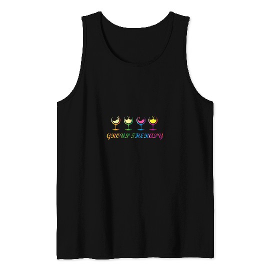 Wines Fun Group Therapy Wines Wineaholic Liquor Alcoholic Drink Tank Tops