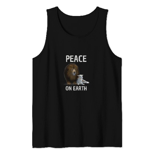 Lion Pet Peace On Earth World Peace Lion and Lamb Peace Tank Tops