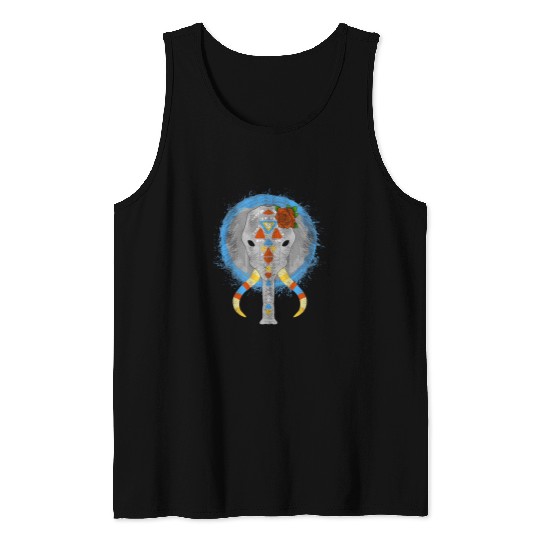 Elephant Pet Sugar Skull Los Dia De Los Muertos Tank Tops