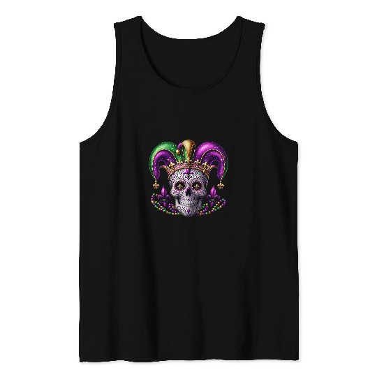Mardi Gras Sugar Skull Outfit Costume Men Women Mardi Gras Tank Tops