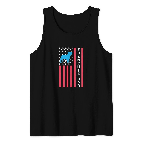 Mens Frenchie Dad Funny French Bulldog Owner American Flag Tank Tops