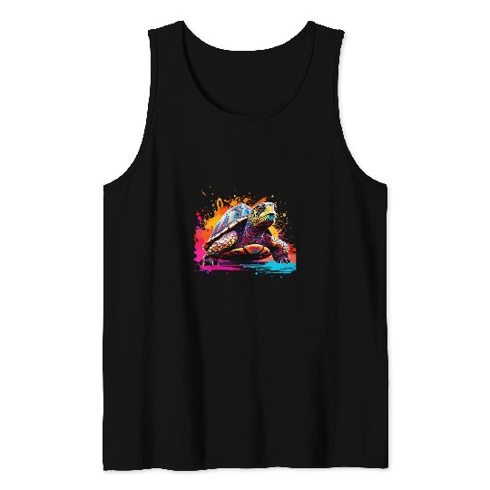 Splash Art Box Turtle Lover Colorful Tank Tops