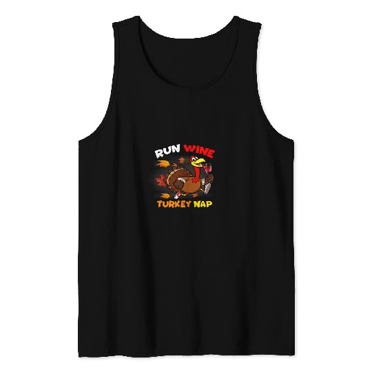 Wines Fun Run Wines Turkey Nap Thanksgiving Drinking Running Tank Tops